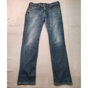 Silver Allan Jeans Men's 33x34 Classic Fit Slim Straight Dark Wash Denim Stretch